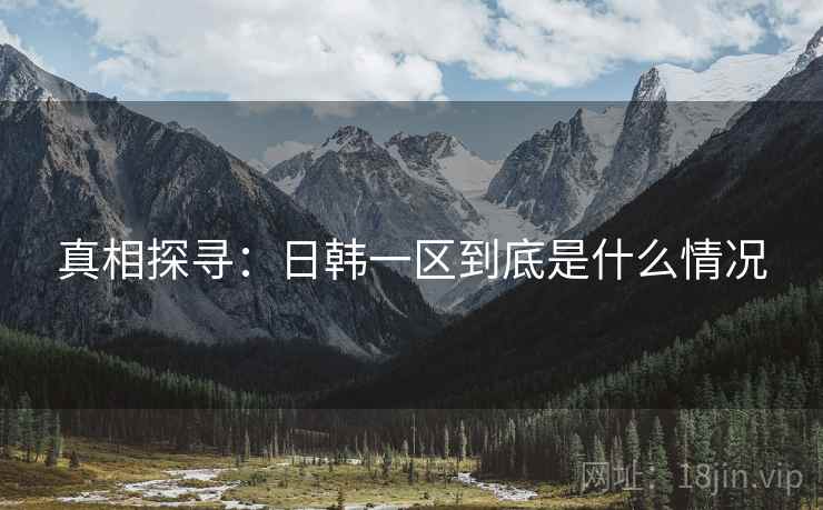 真相探寻:日韩一区到底是什么情况 真相探寻:日韩一区到底是什么情况